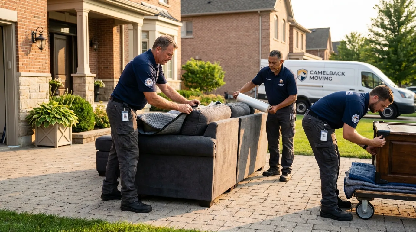 Large estate moving crew wrapping furniture in Rockport, TX